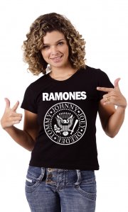 Camiseta Ramones Feminina (Estampa Branca)